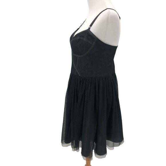 JILL Jill Stuart Dress Womens 10 Mini Corset Tulle Swiss Dot Lace Black - Picture 4 of 8